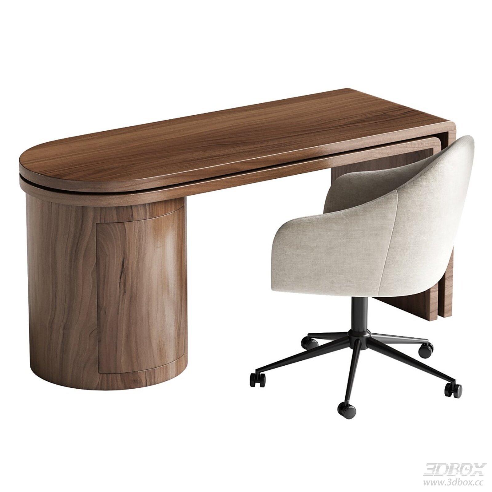 Modern Wooden Desk with Upholstered Chair