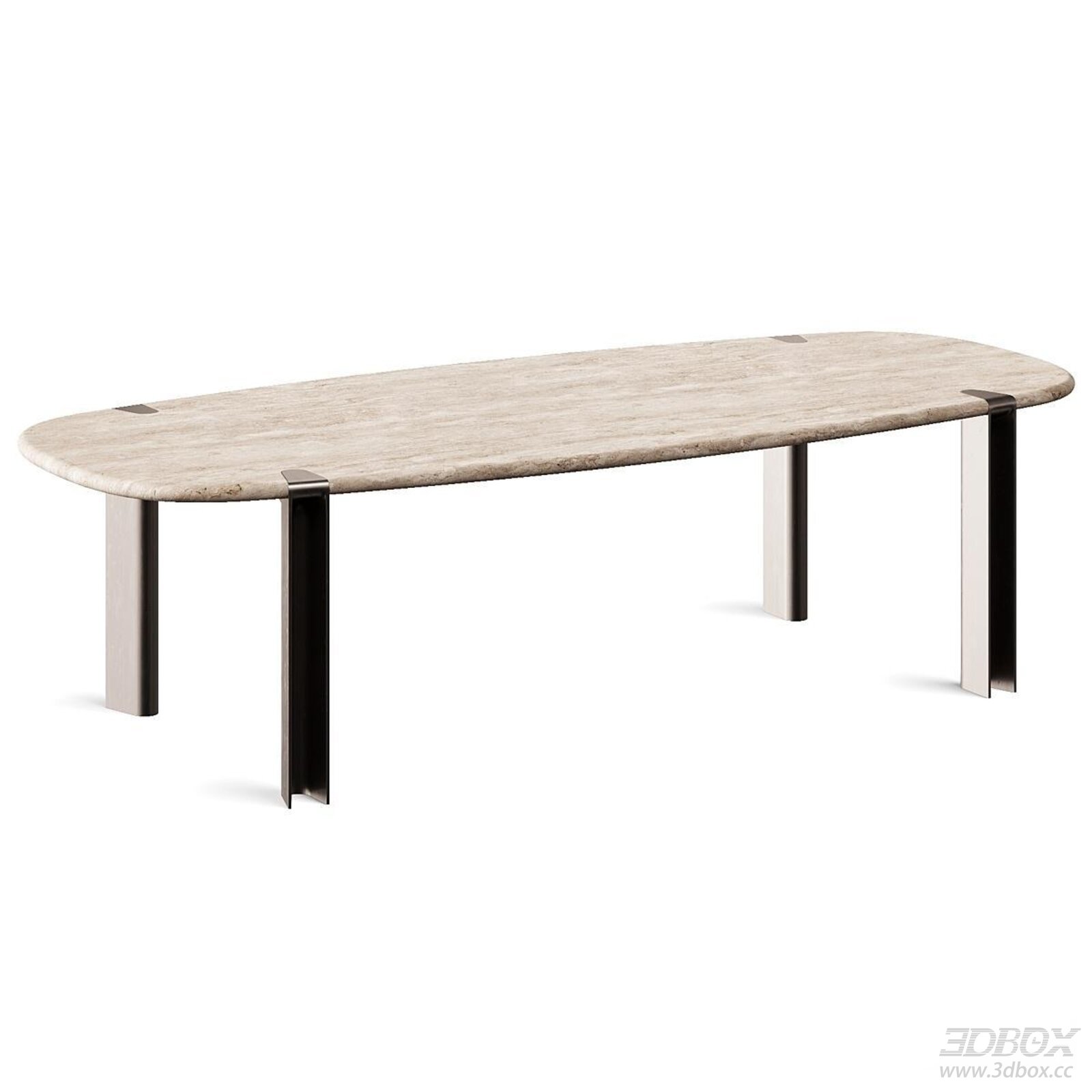 Travertine Dining Table with Metal Legs