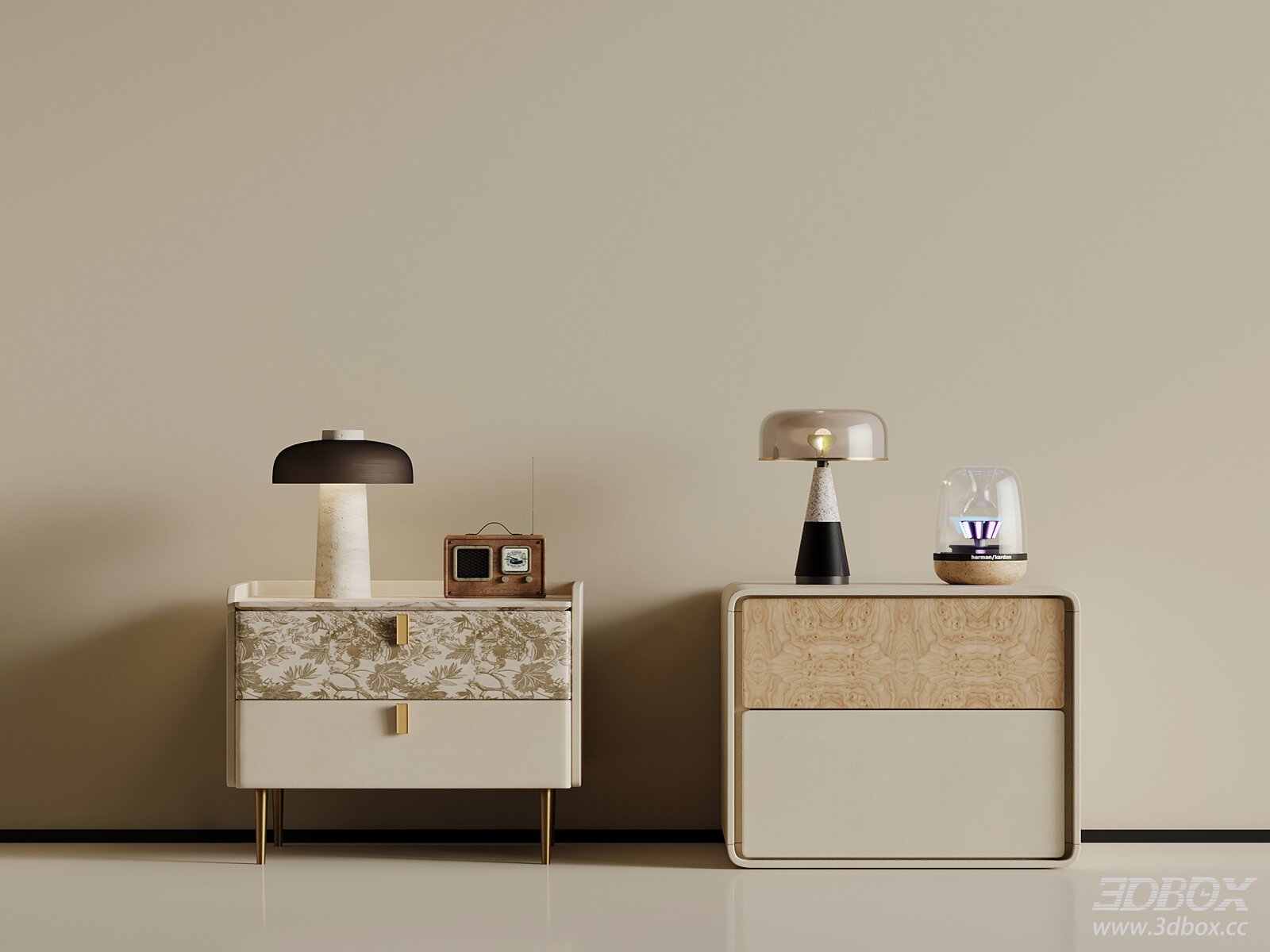 Modern Nightstands with Lamps