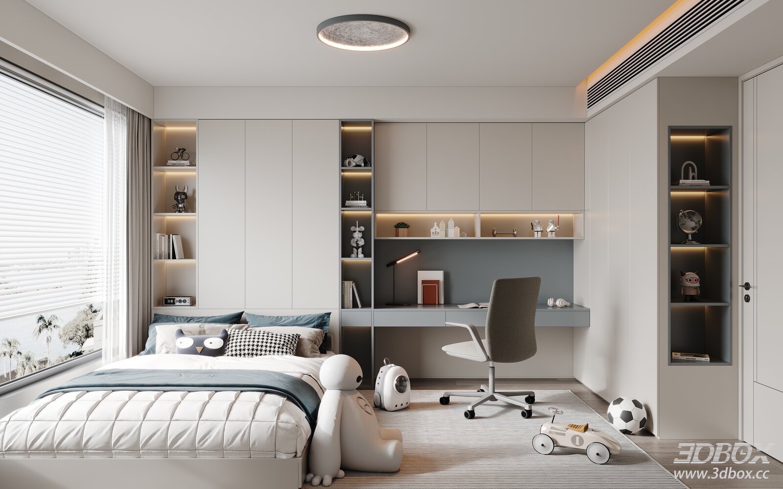 Modern Boys' Bedroom with Tatami Design