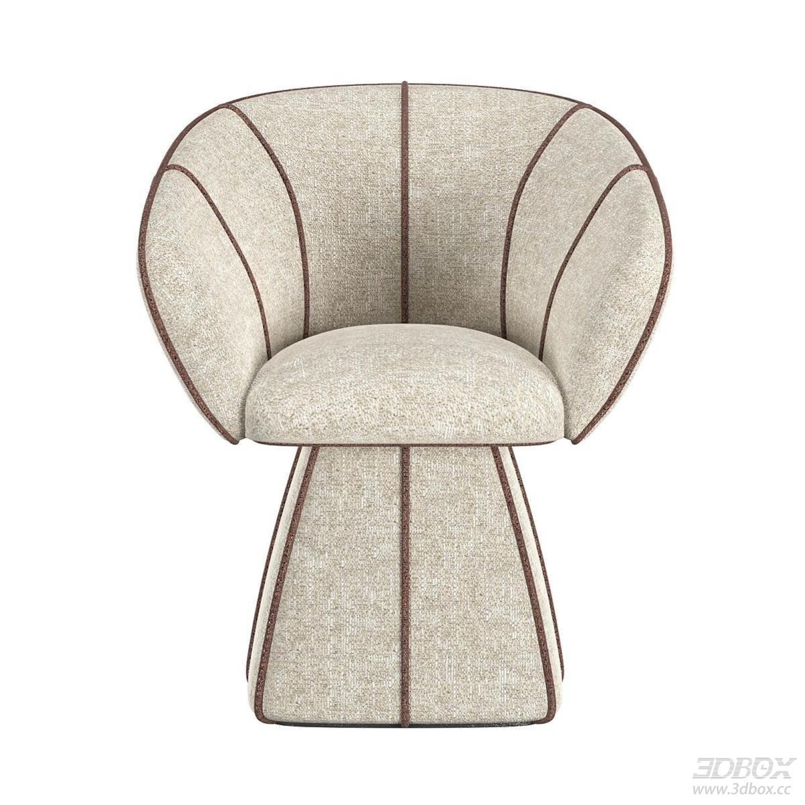 Curved Armchair with Linen - like Fabric