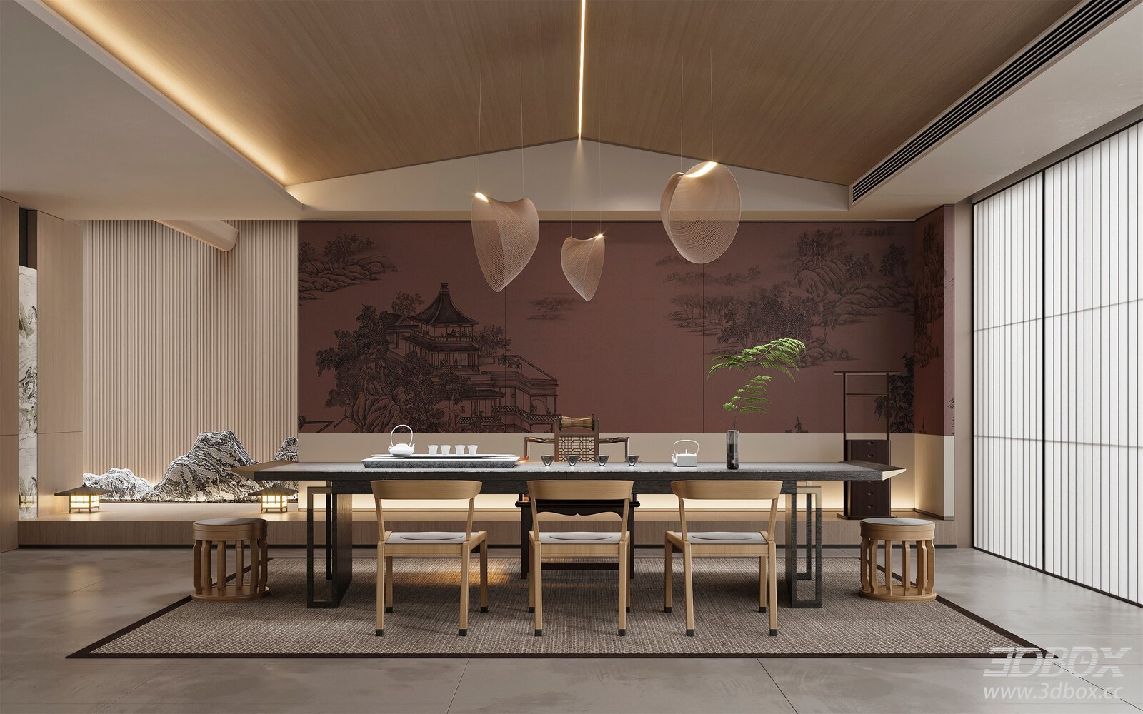 Chinese - style Tea Room with Elegant Decor