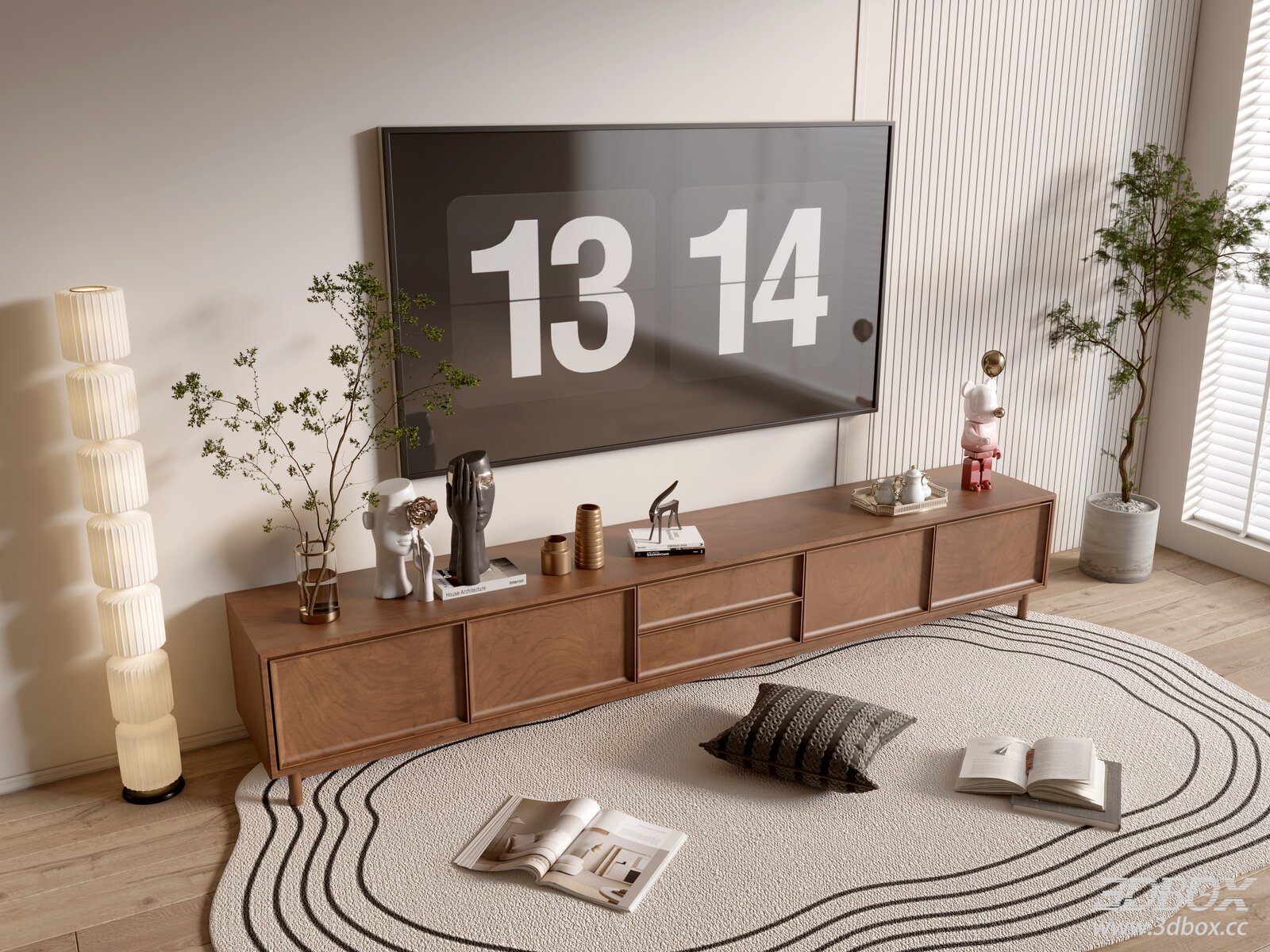 Wabi - Sabi Mid - Century TV Wall Cabinet
