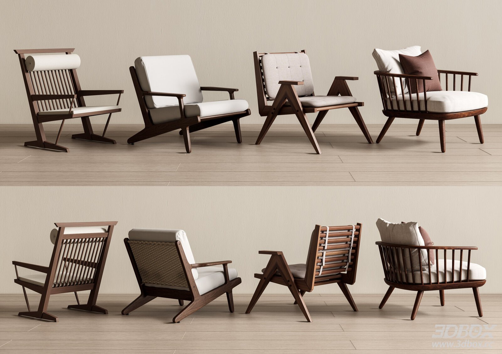 Wabi - Sabi Mid - Century Wooden Lounge Chair