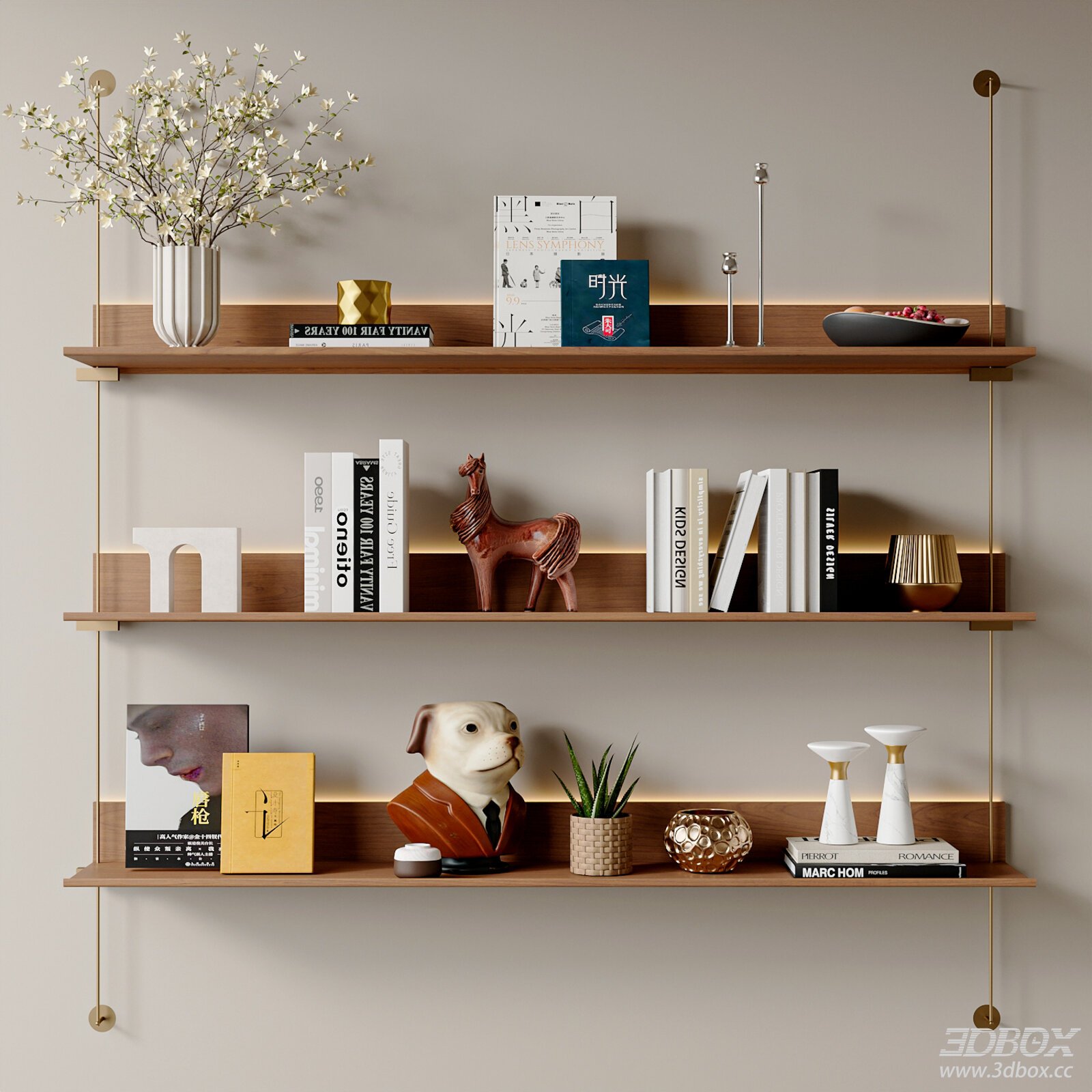 Mid - century Modern Shelf with Decorations