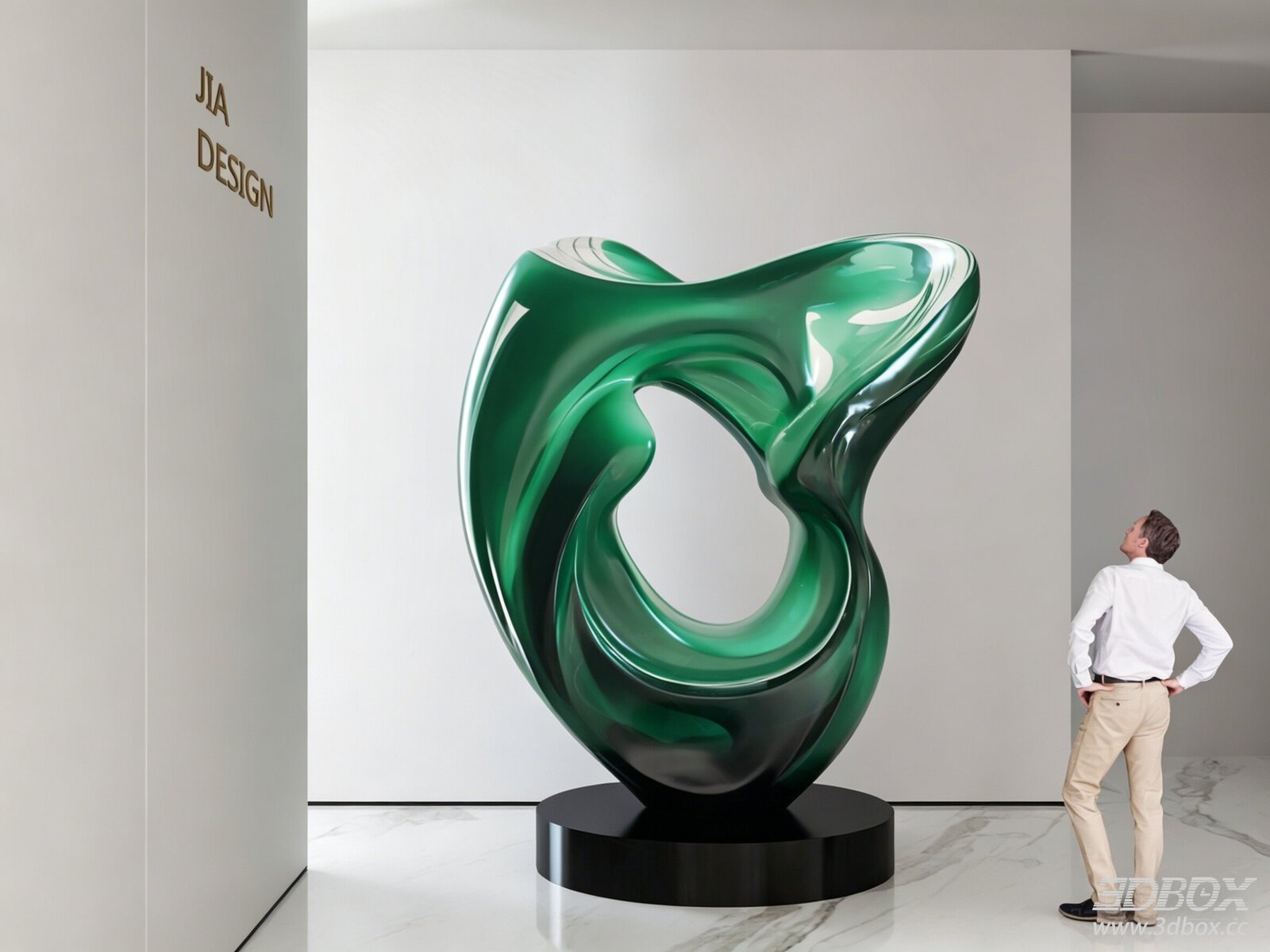 Modern Abstract Green Art Sculpture Decor