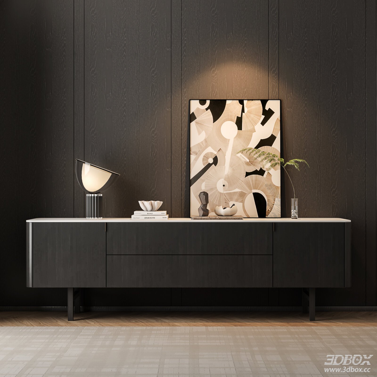 Modern Minimalist Sideboard with Decor Set