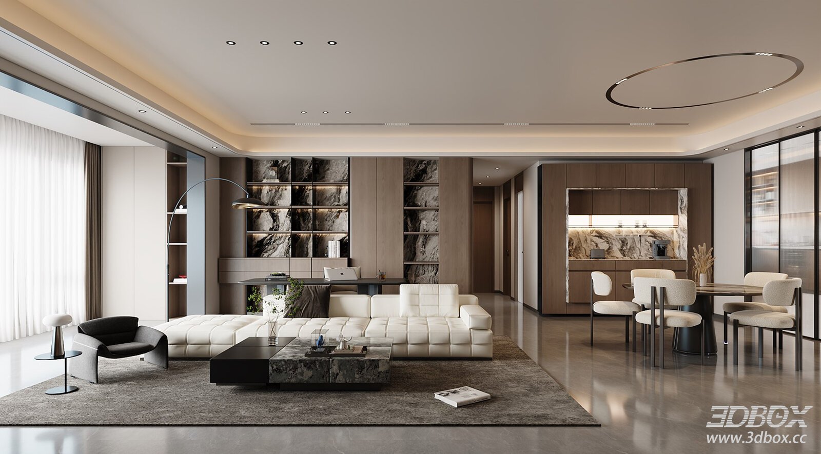 Modern Italian Style Open Plan Living and Dining Space