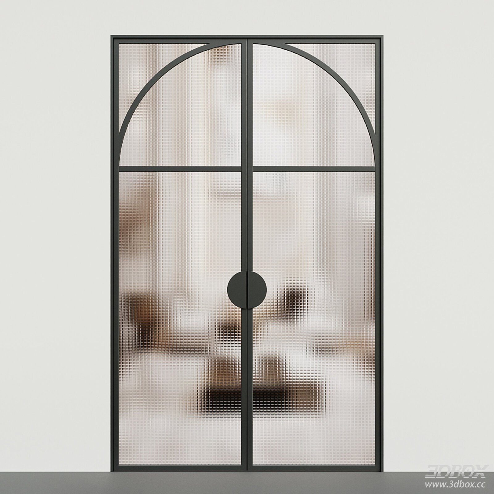 Modern Arched Grid Glass Sliding Door
