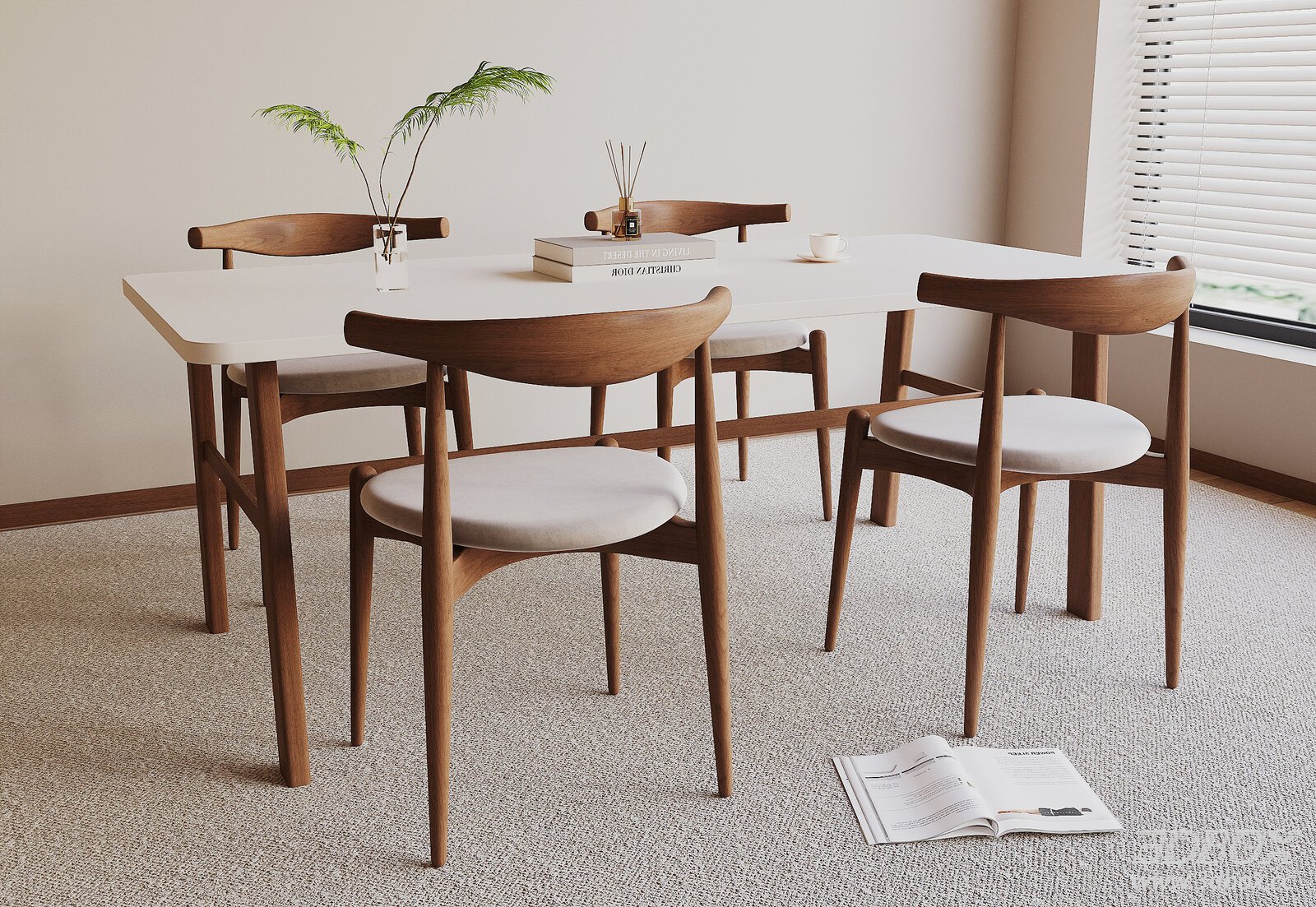 Modern minimalist dining table and chairs set