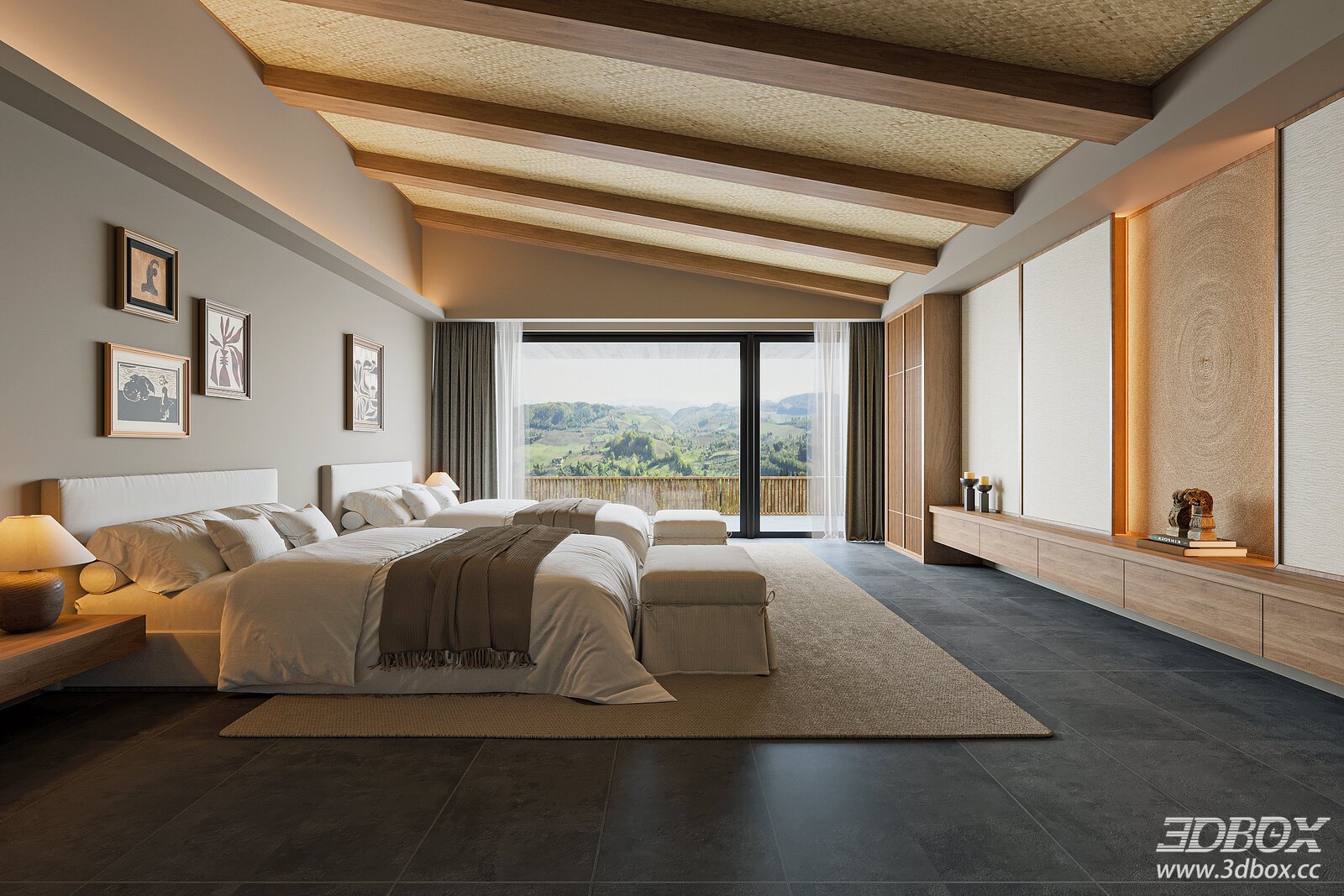 Wabi Sabi Style Guest Bedroom with Wooden Accents