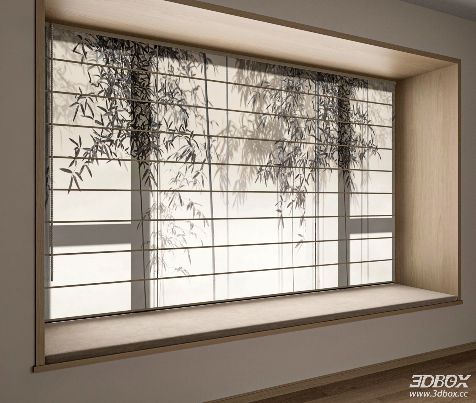 New Chinese Style Bamboo Pattern Roman Curtain