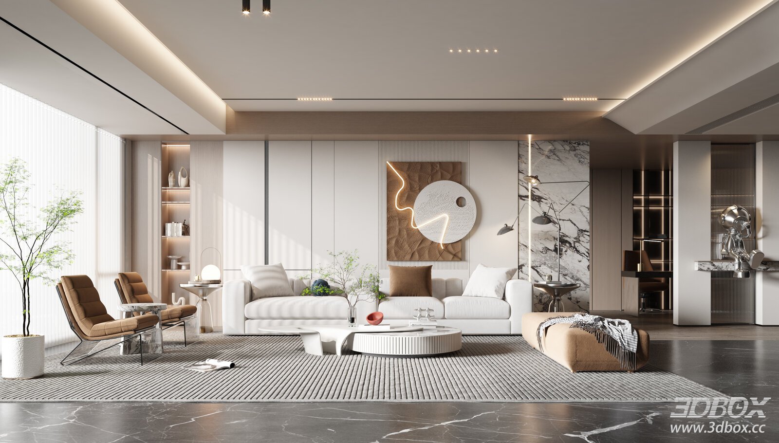 Modern Minimalist Living Room with Sofa and Decor