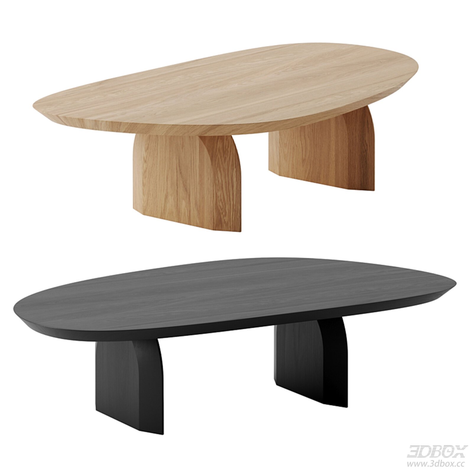 Nordic style solid wood oval coffee table