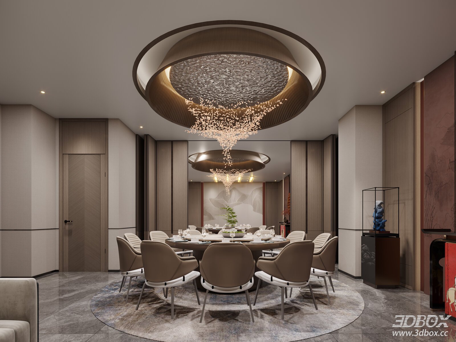 New Chinese Style Private Dining Room Interior