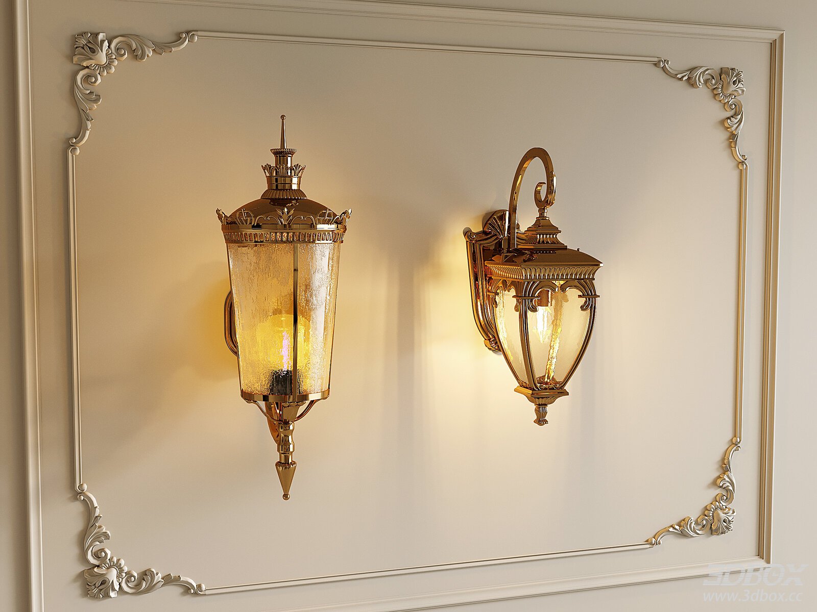 Vintage French Brass Wall Sconce Set
