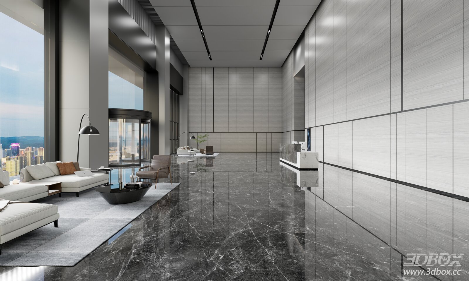Modern Spacious Office Lobby with Reception Furniture