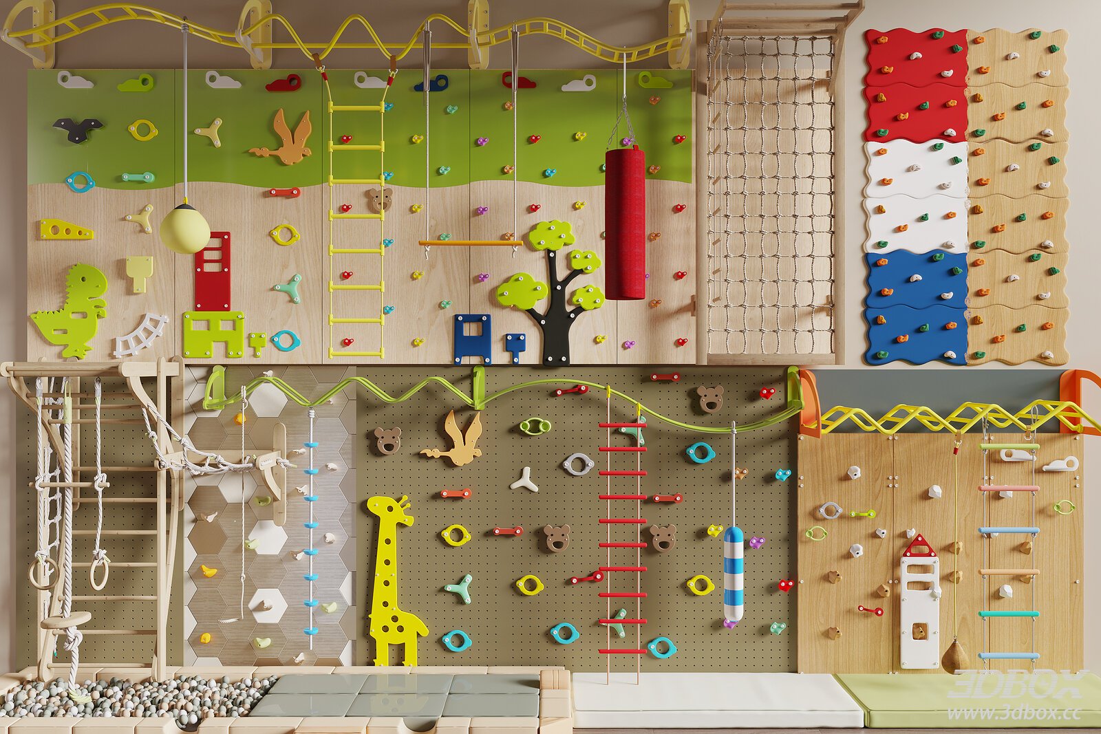 Modern Kids Indoor Climbing Wall Play Set