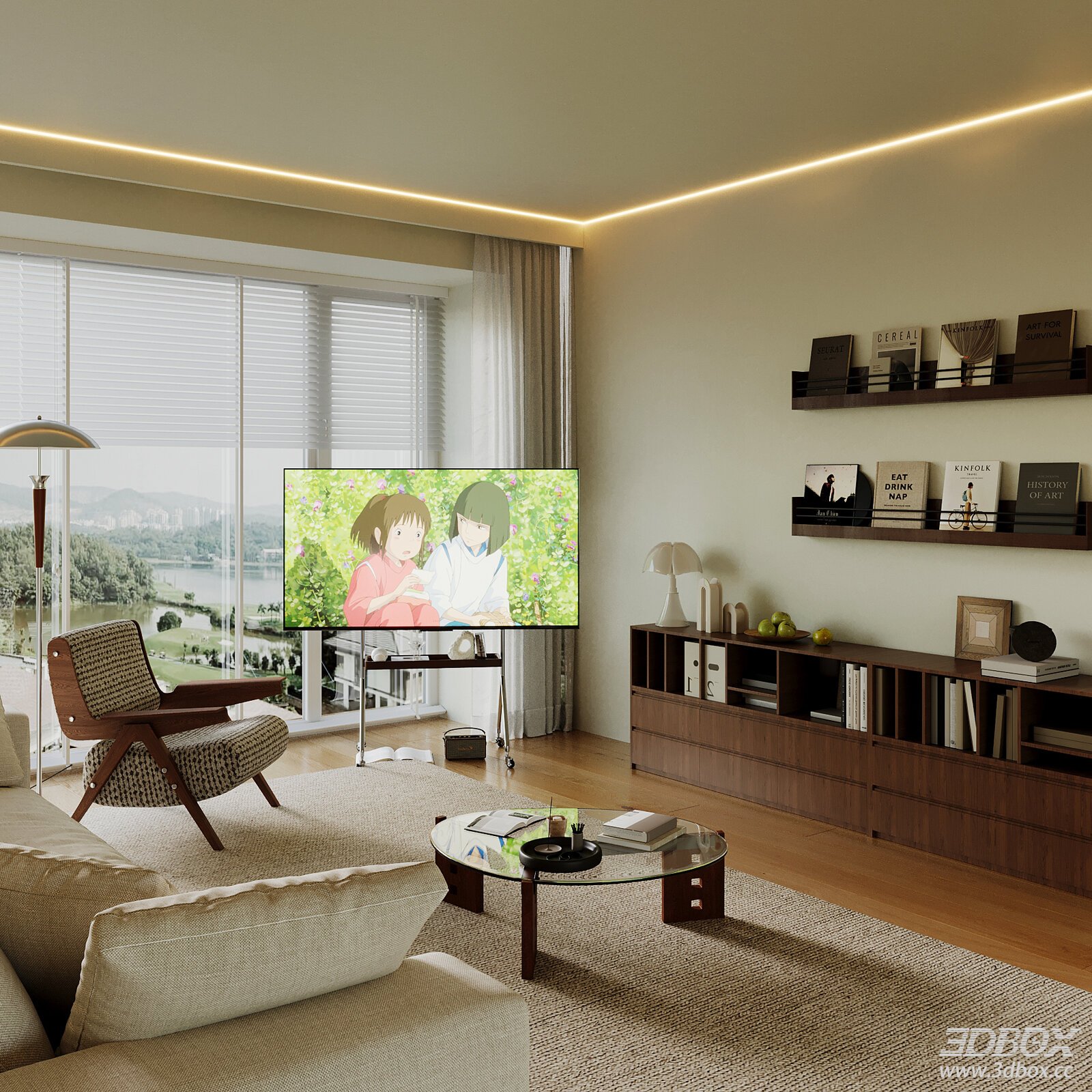 Mid-century Modern Cozy Living Room with Furniture Set