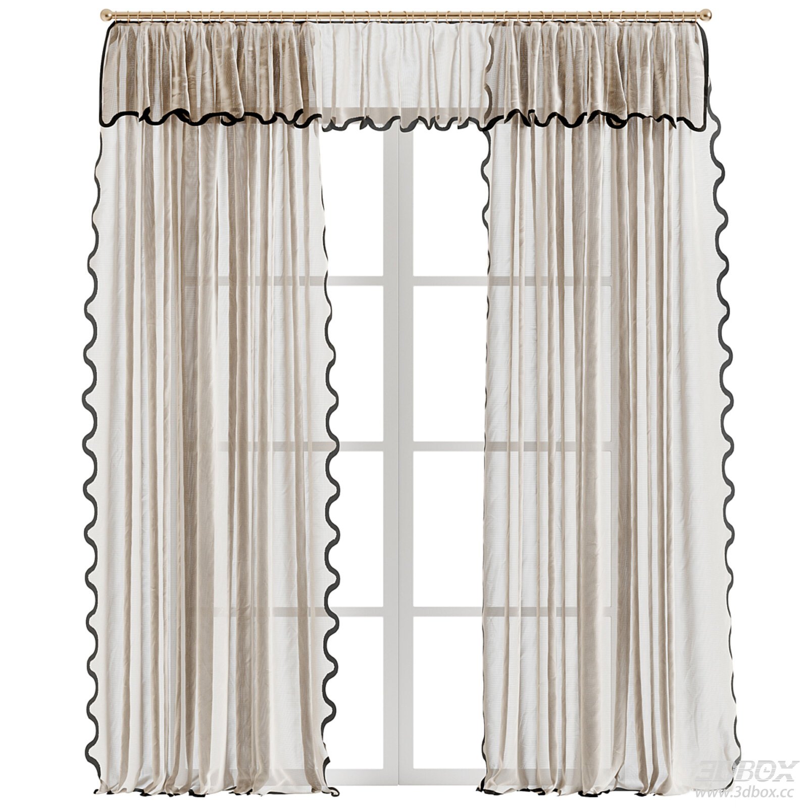 Elegant Scalloped Edge Sheer Curtain