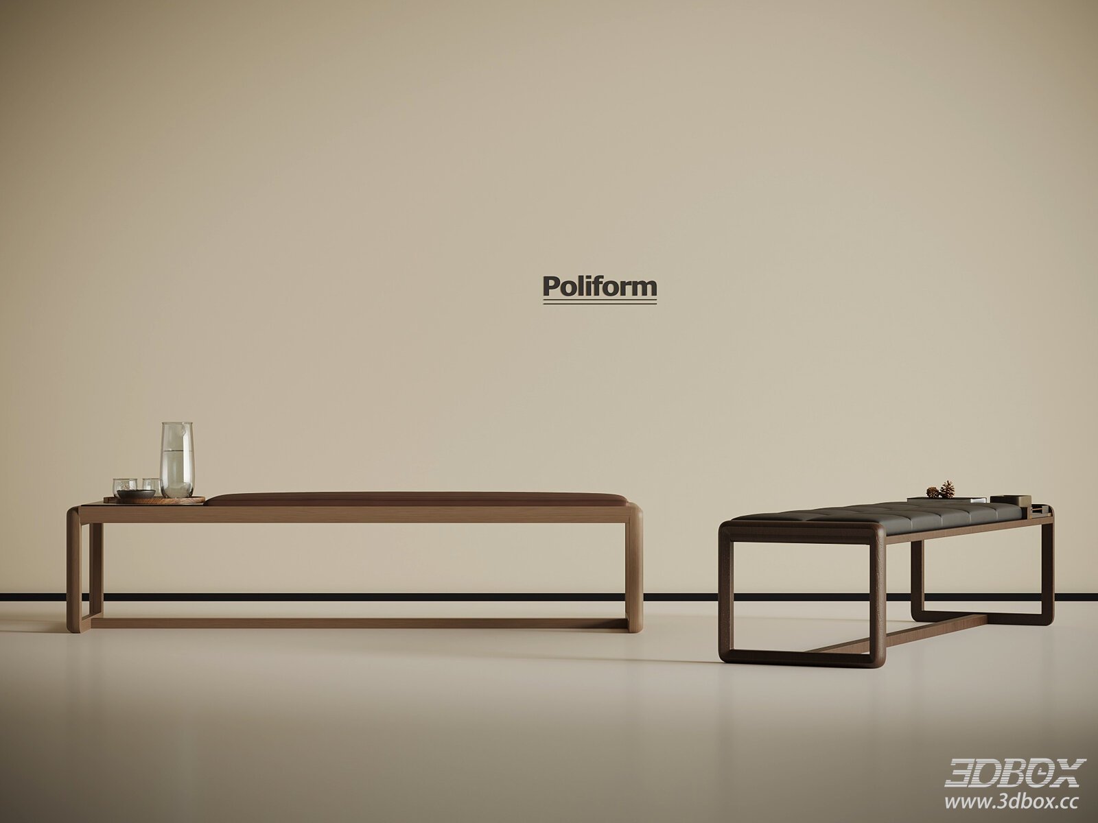 Modern Minimalist Wooden Upholstered Bench