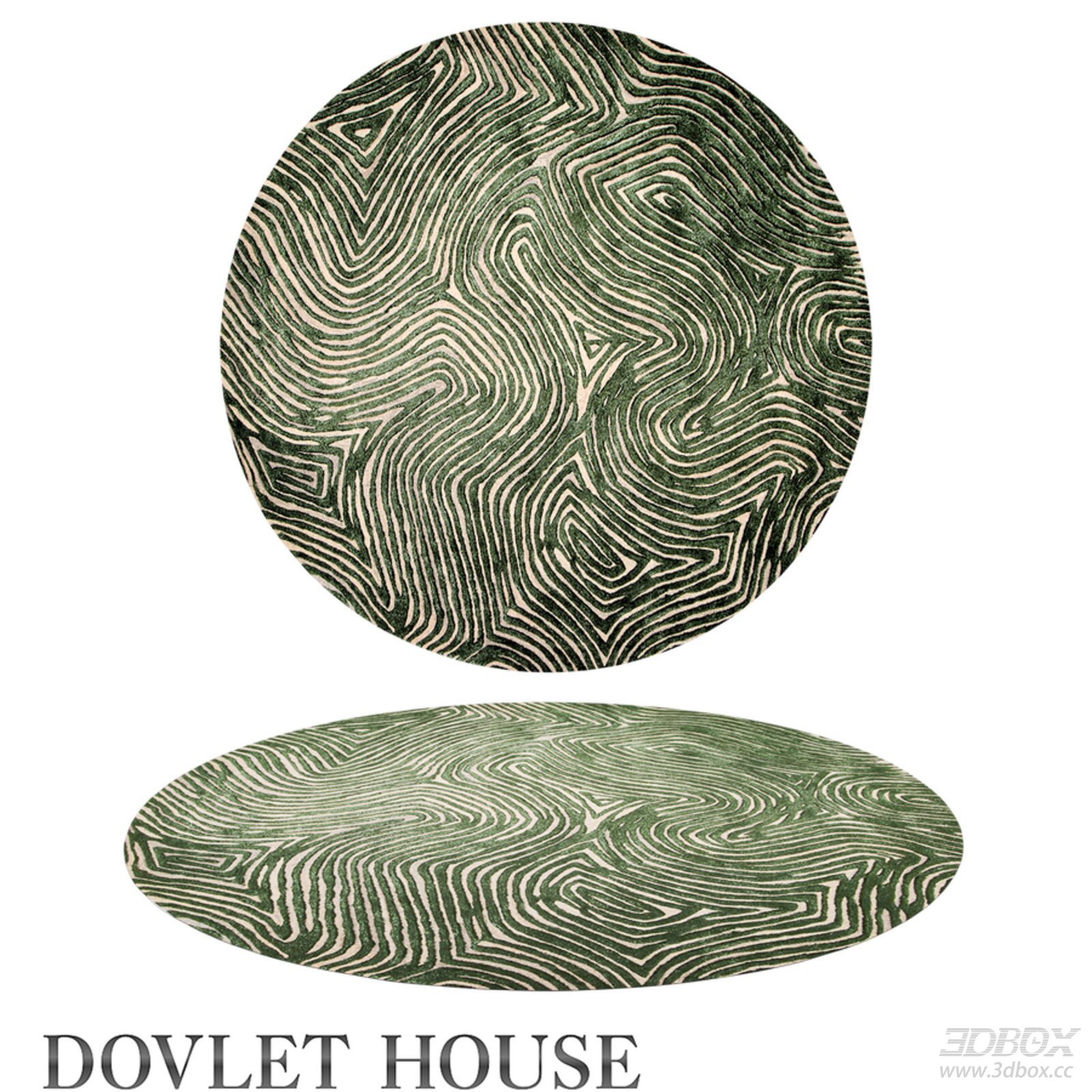 Modern Abstract Round Green Beige Carpet