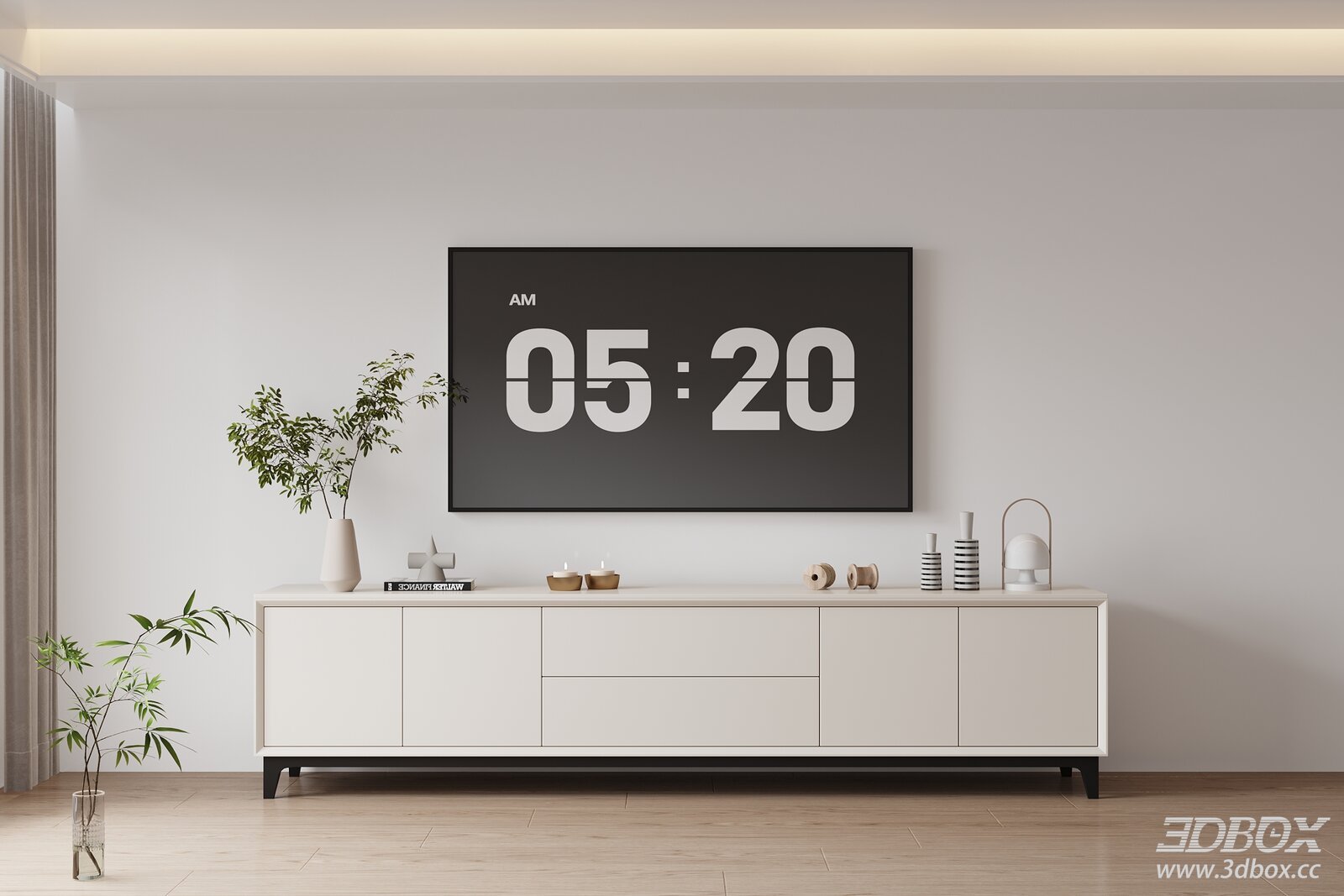 Minimalist Modern TV Stand with Decor Set