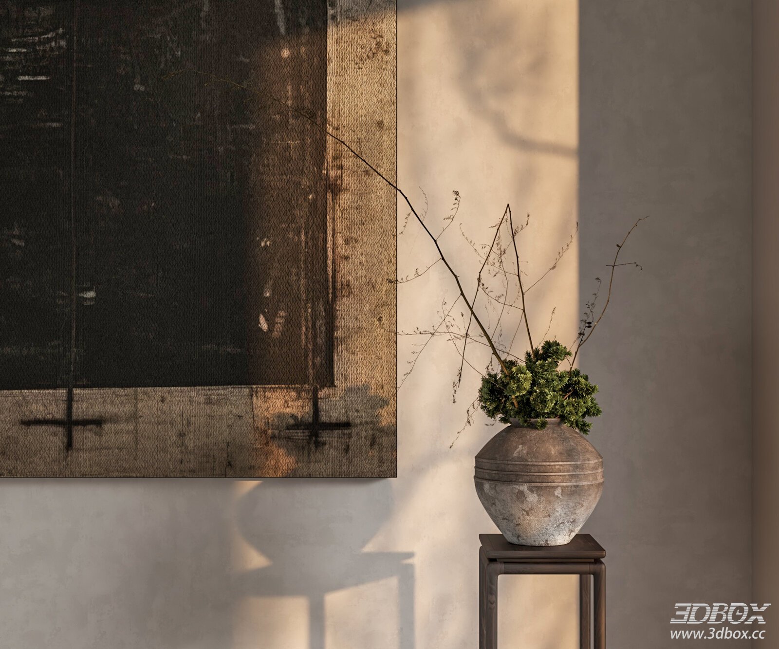 Wabi Sabi Style Terracotta Vase with Greenery Decor