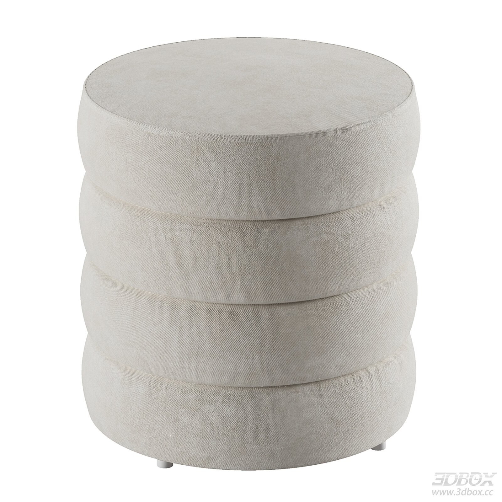 Modern Beige Velvet Round Upholstered Stool