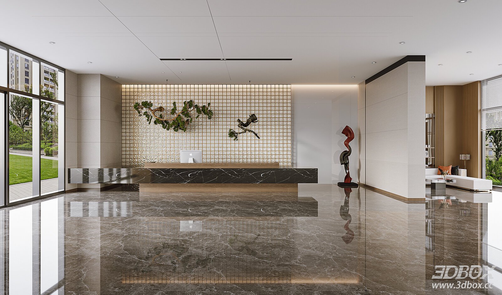 Modern Minimalist Office Reception Lobby