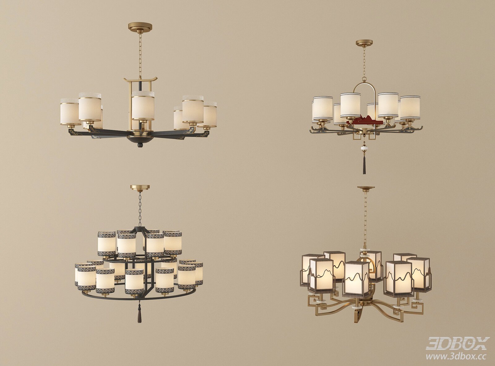 New Chinese Style Brass Chandelier Set