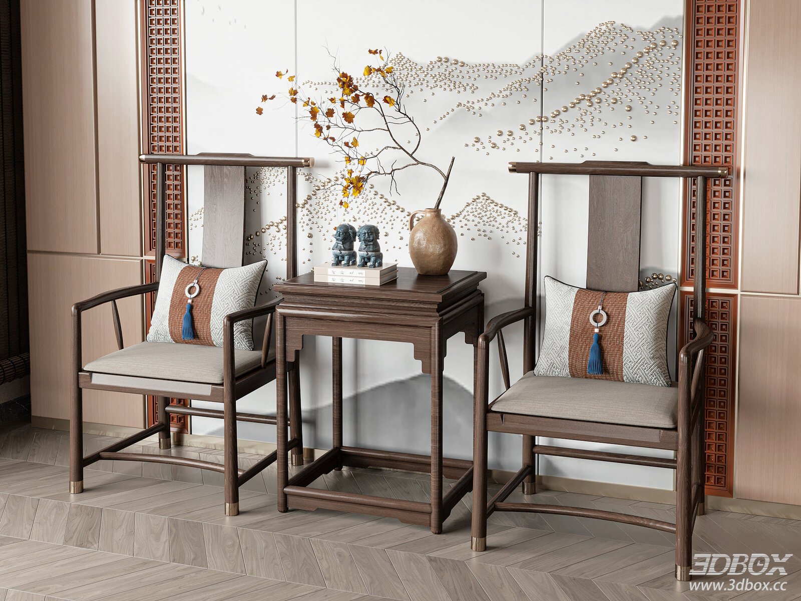 New Chinese style armchair set with side table