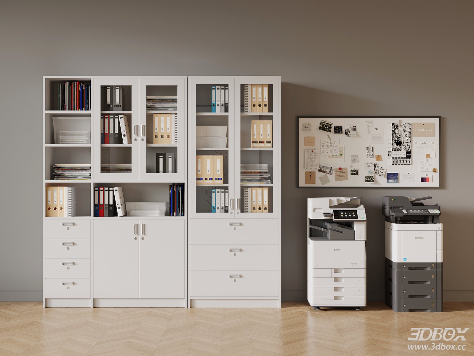Modern Office Filing Cabinet Set with Office Supplies