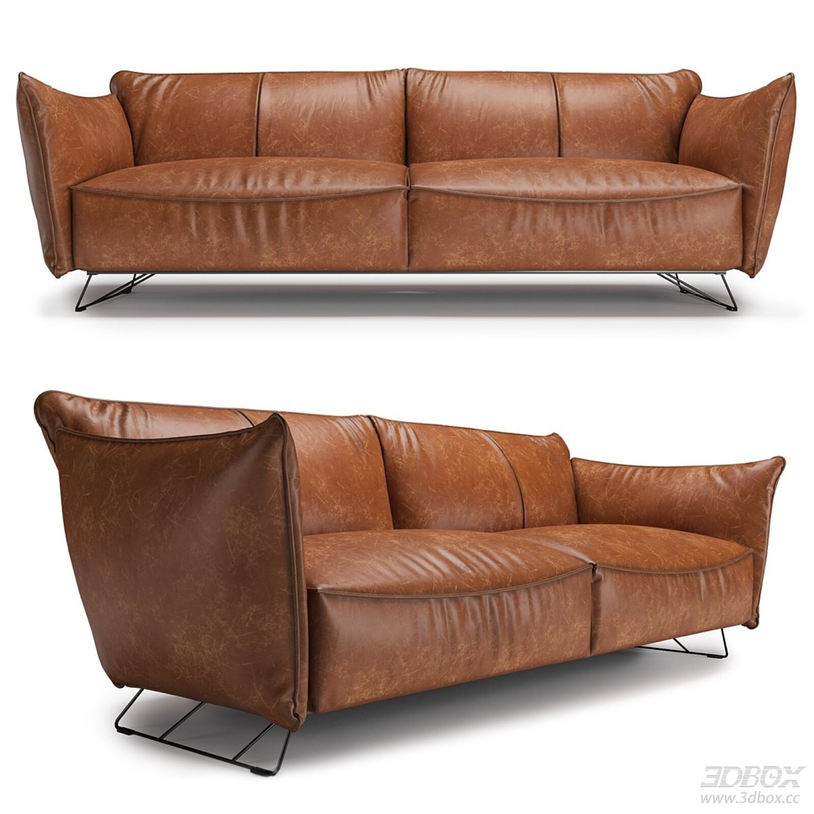 Vintage Brown Leather Four Seater Sofa