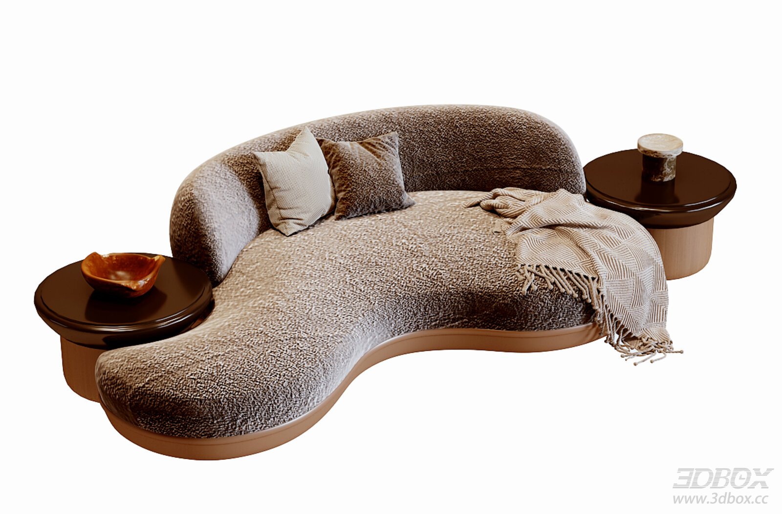 Wabi Sabi Curved Grey Fabric Sofa Set