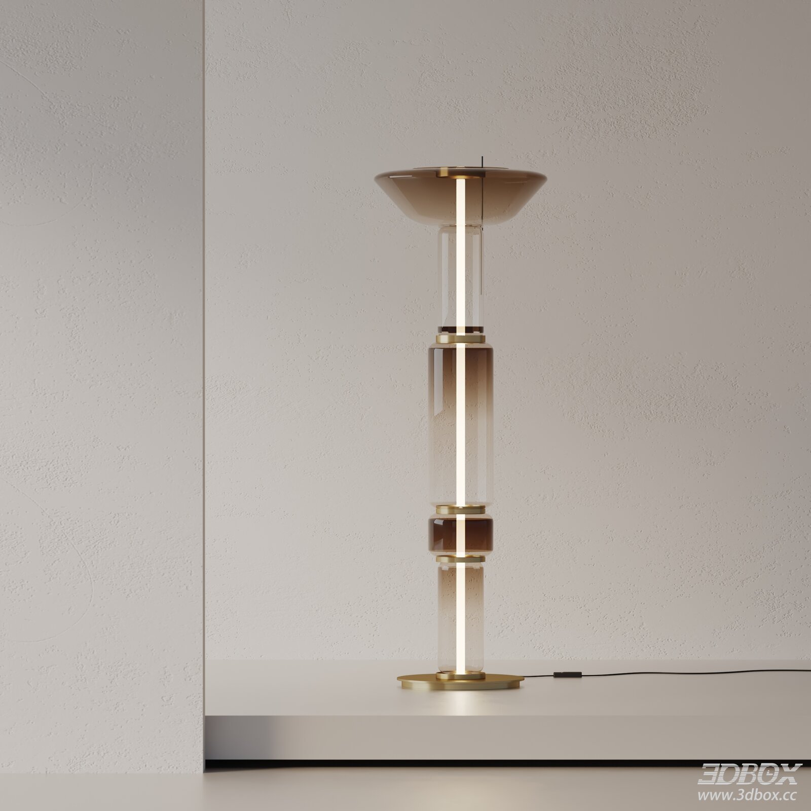 Modern Glass Floor Lamp with Brass Accents