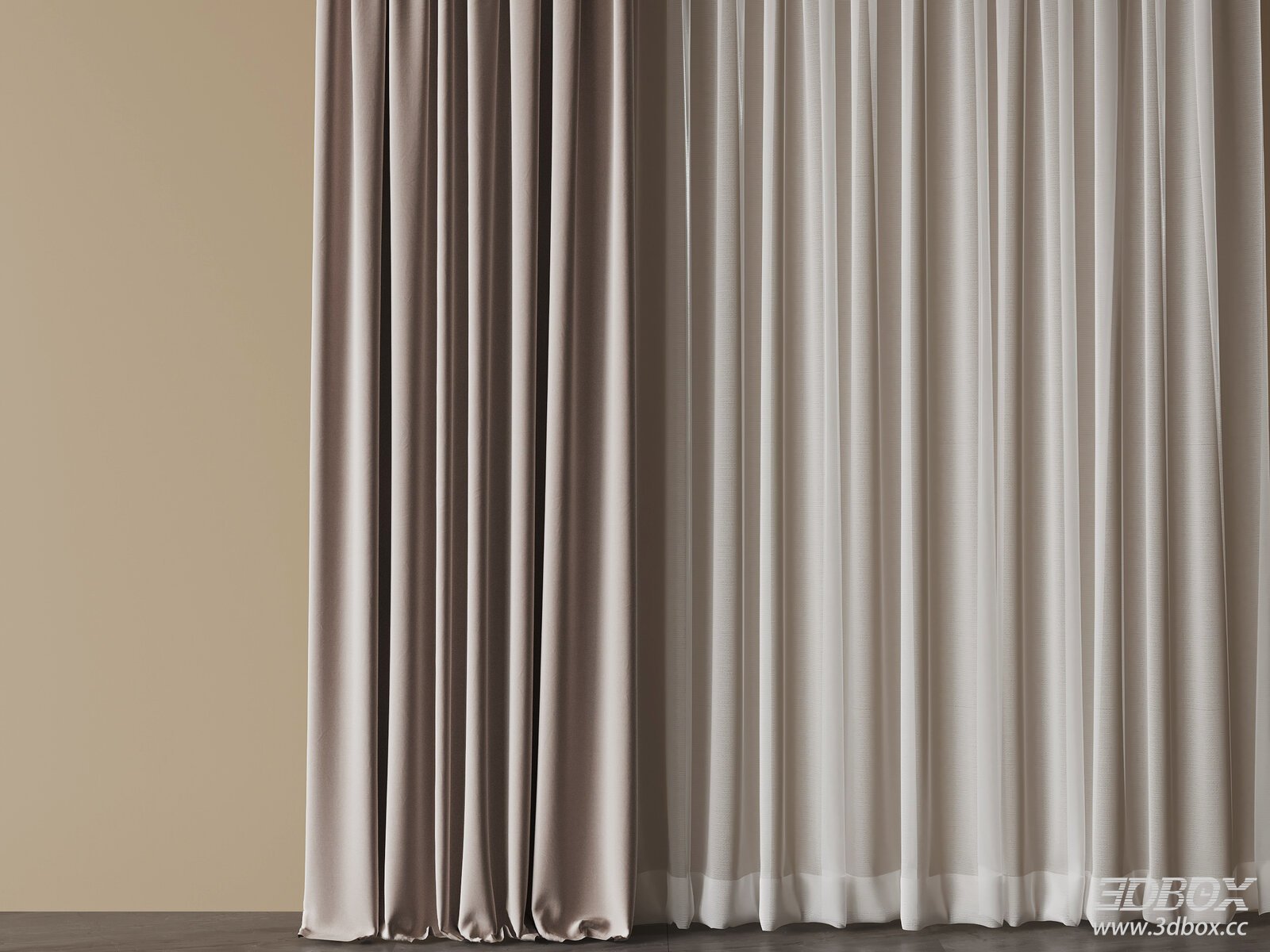 Modern Fabric Curtain and Sheer Curtain Set