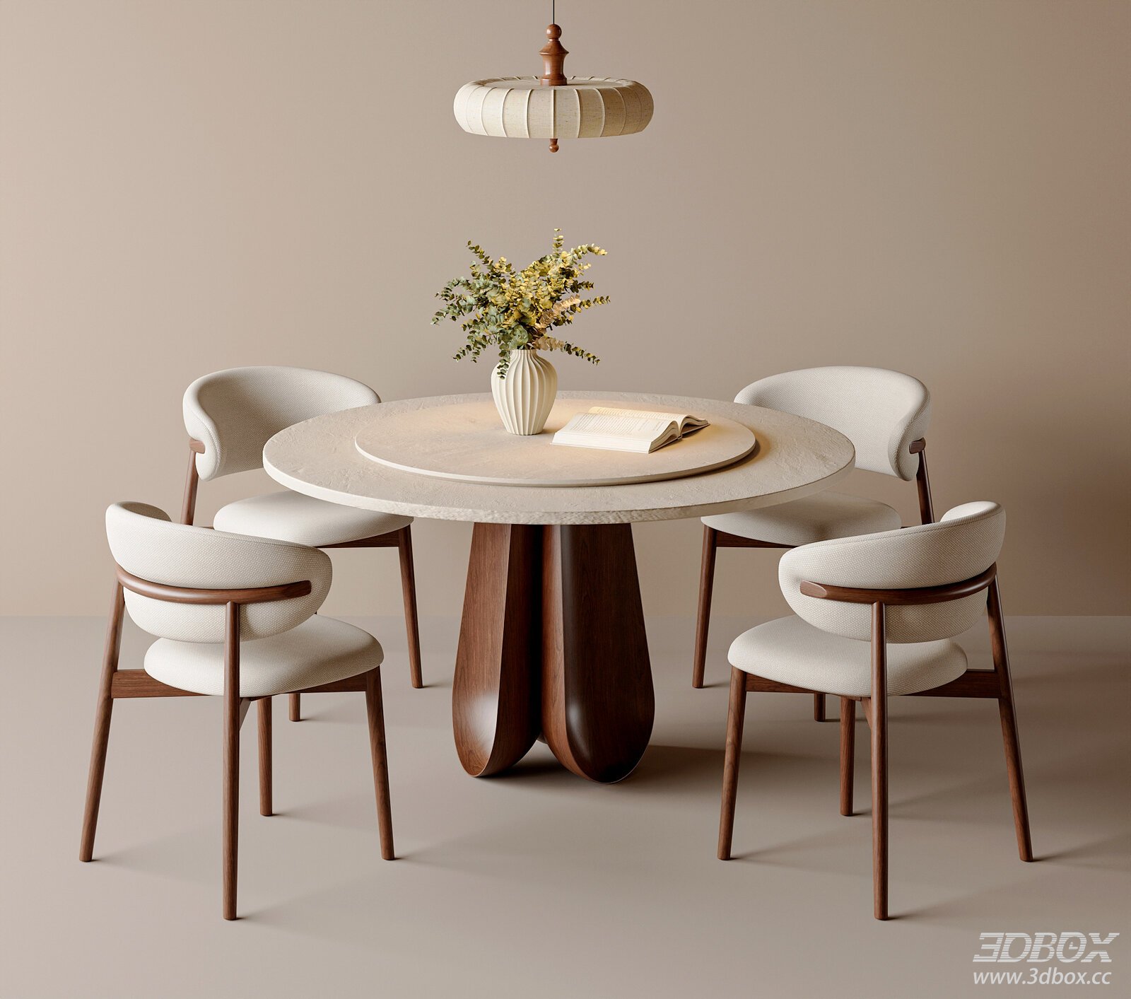 Mid-century Style Round Dining Table and Chairs Set