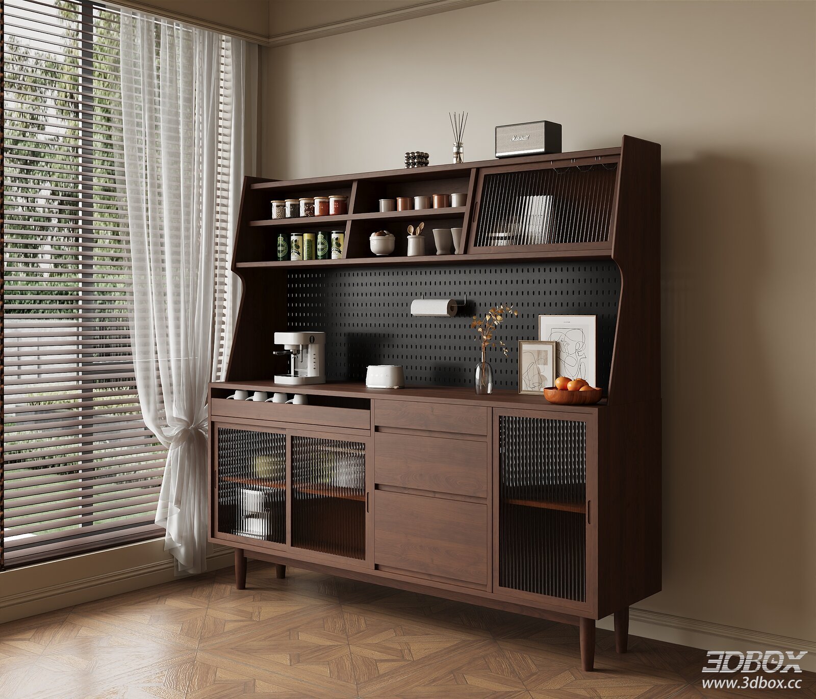 Mid Century Style Wooden Sideboard Cabinet