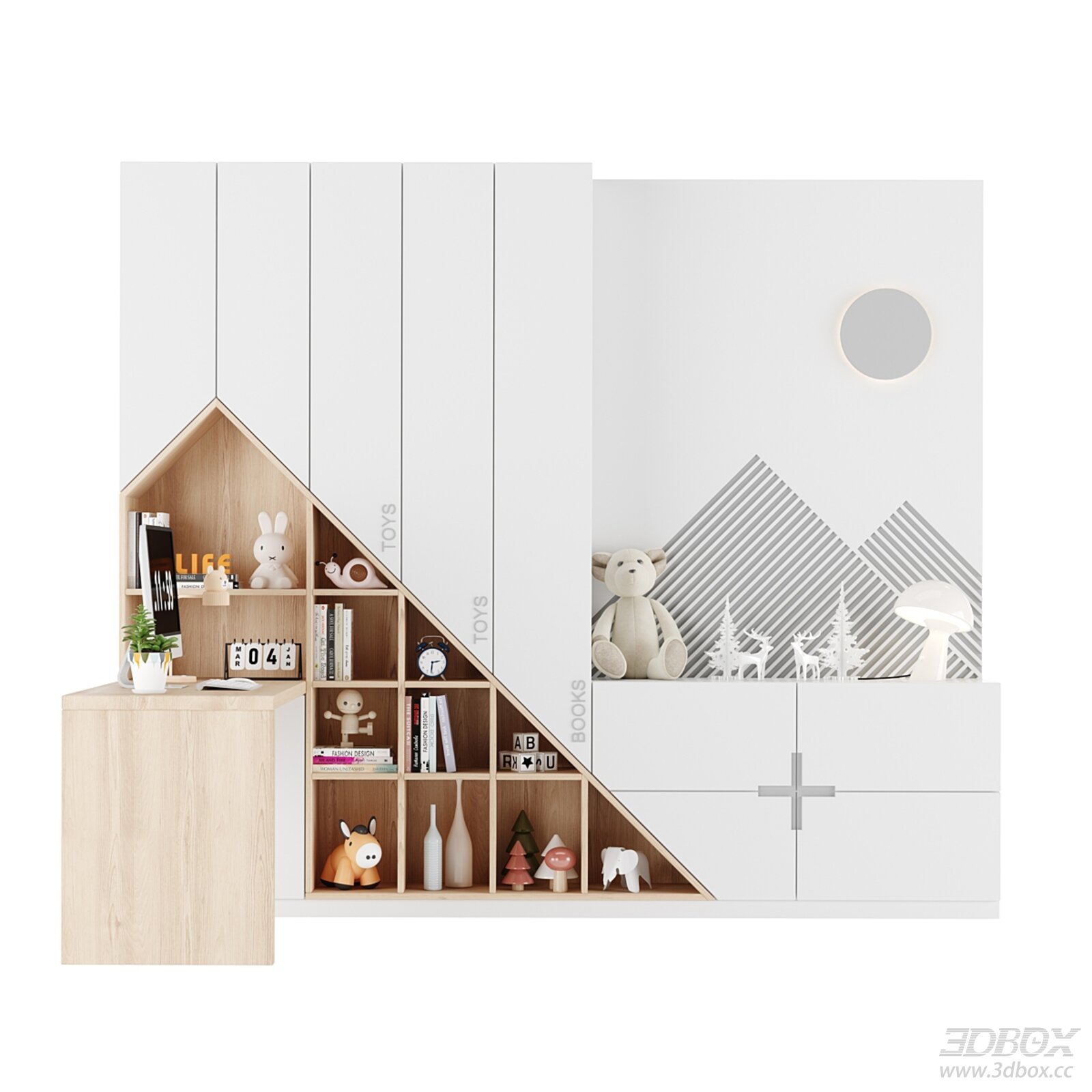 Nordic style children wardrobe desk set