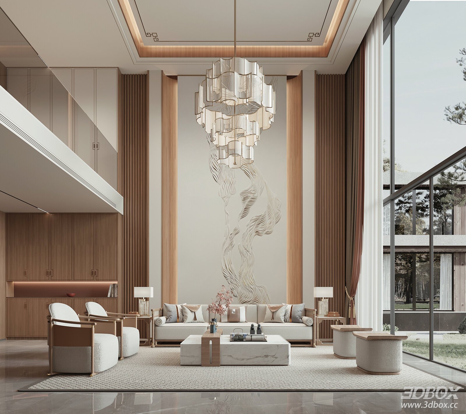 New Chinese Style Villa Living Room Interior
