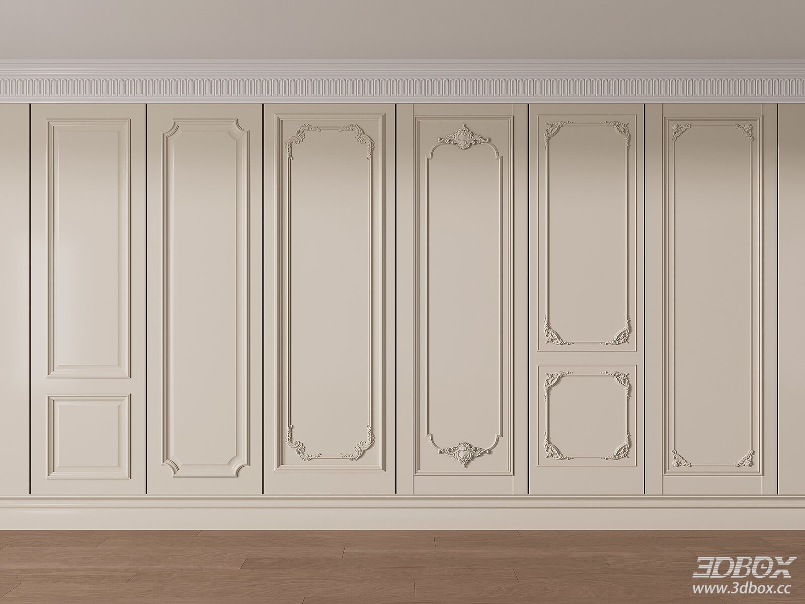 Classic French Style Carved Wall Panel Set