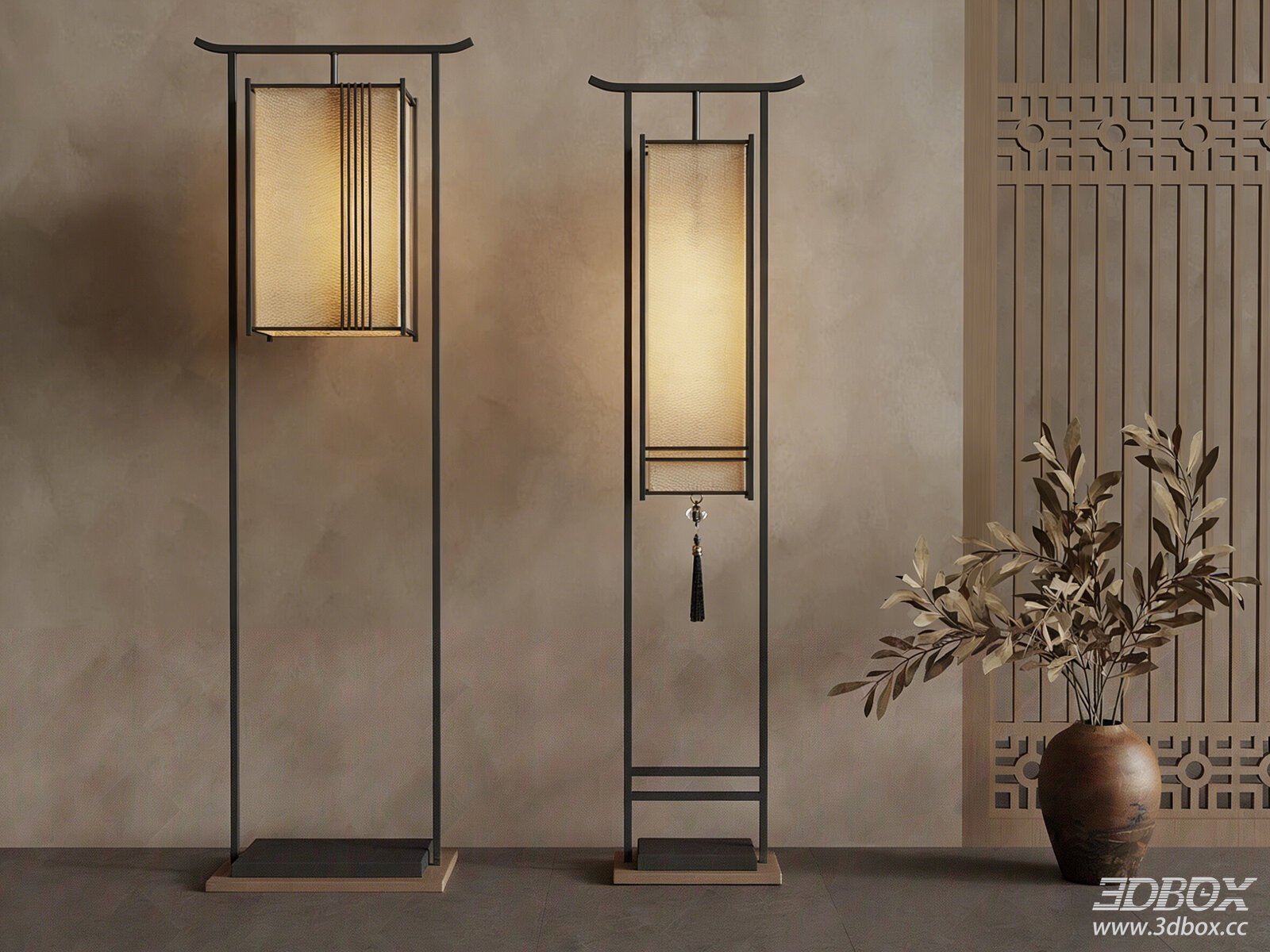 New Chinese Style Floor Lamp Set