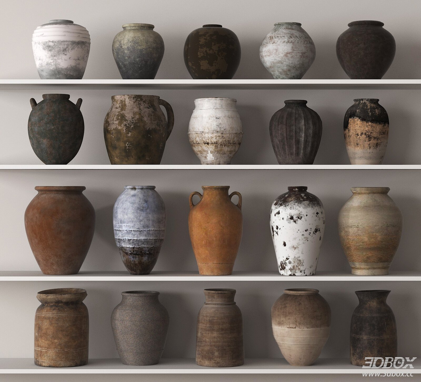 Wabi Sabi Weathered Ceramic Pottery Vase Set
