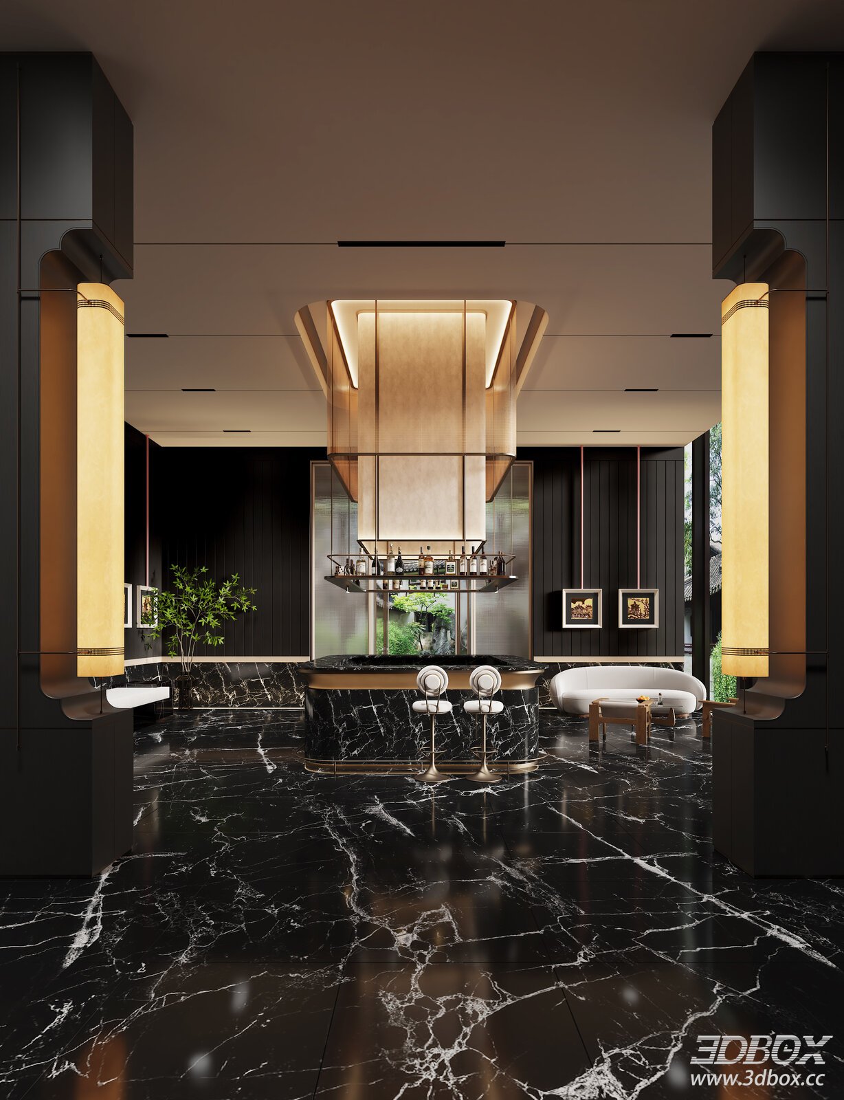 Luxury modern club lounge bar counter interior
