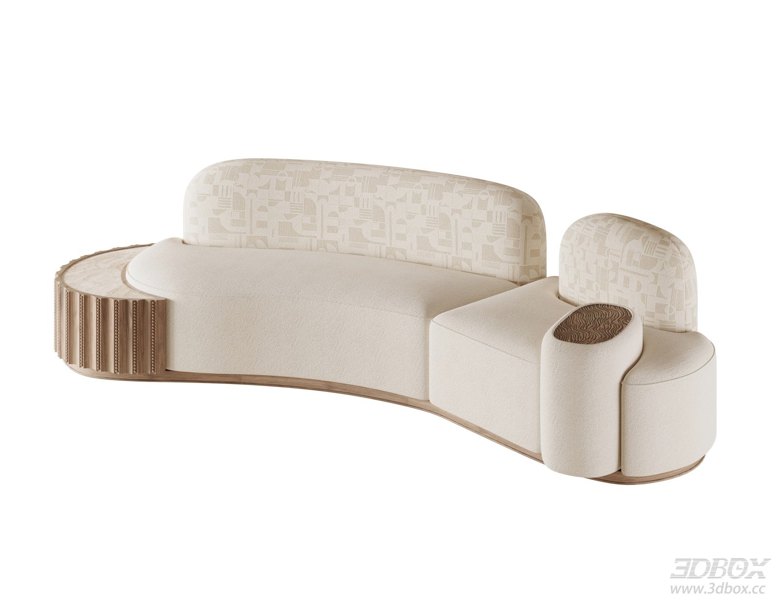 Modern Light Luxury Curved Fabric Sofa Set