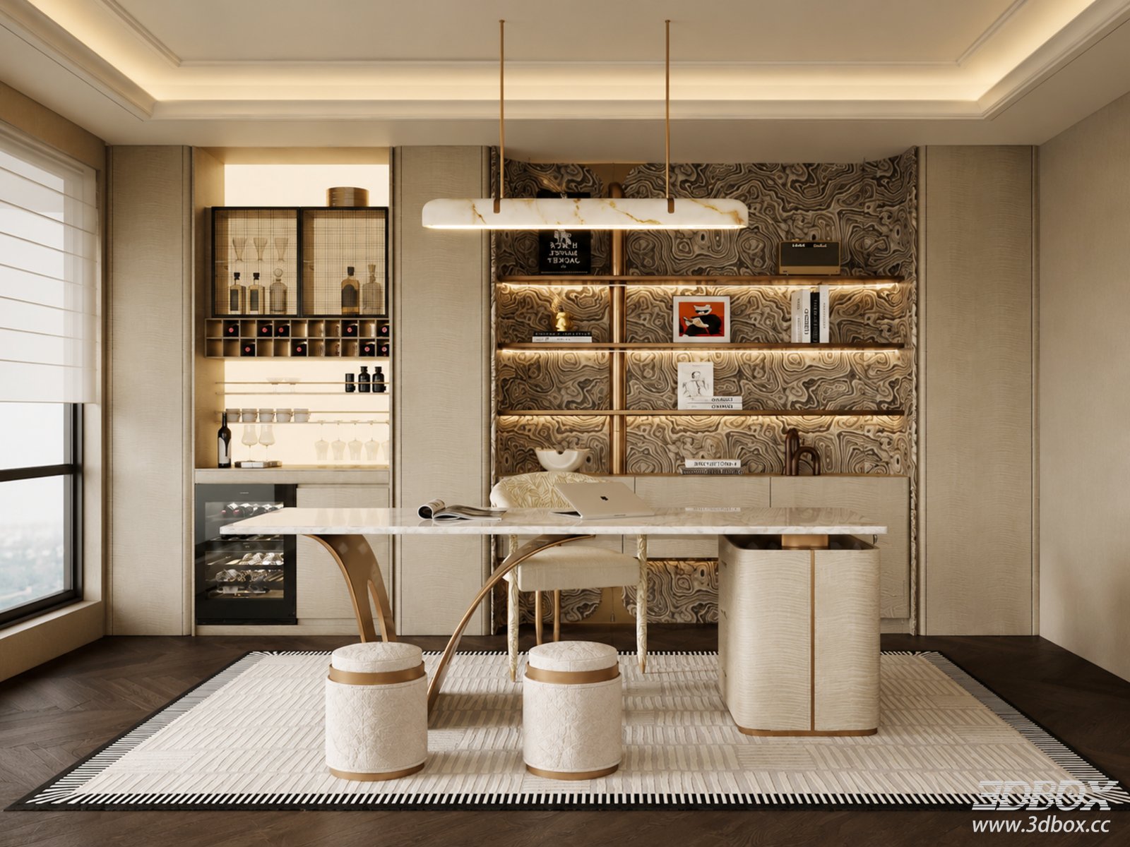 Modern Luxury Manager Office Study Room Interior Scene