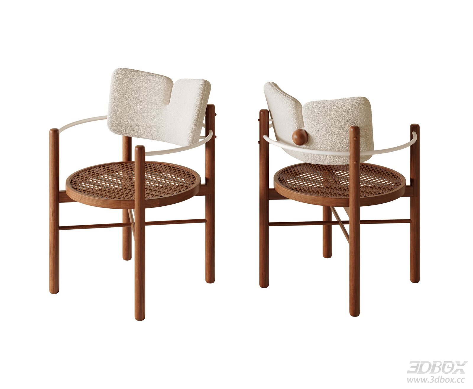 Mid Century Modern Wooden Rattan Armchair