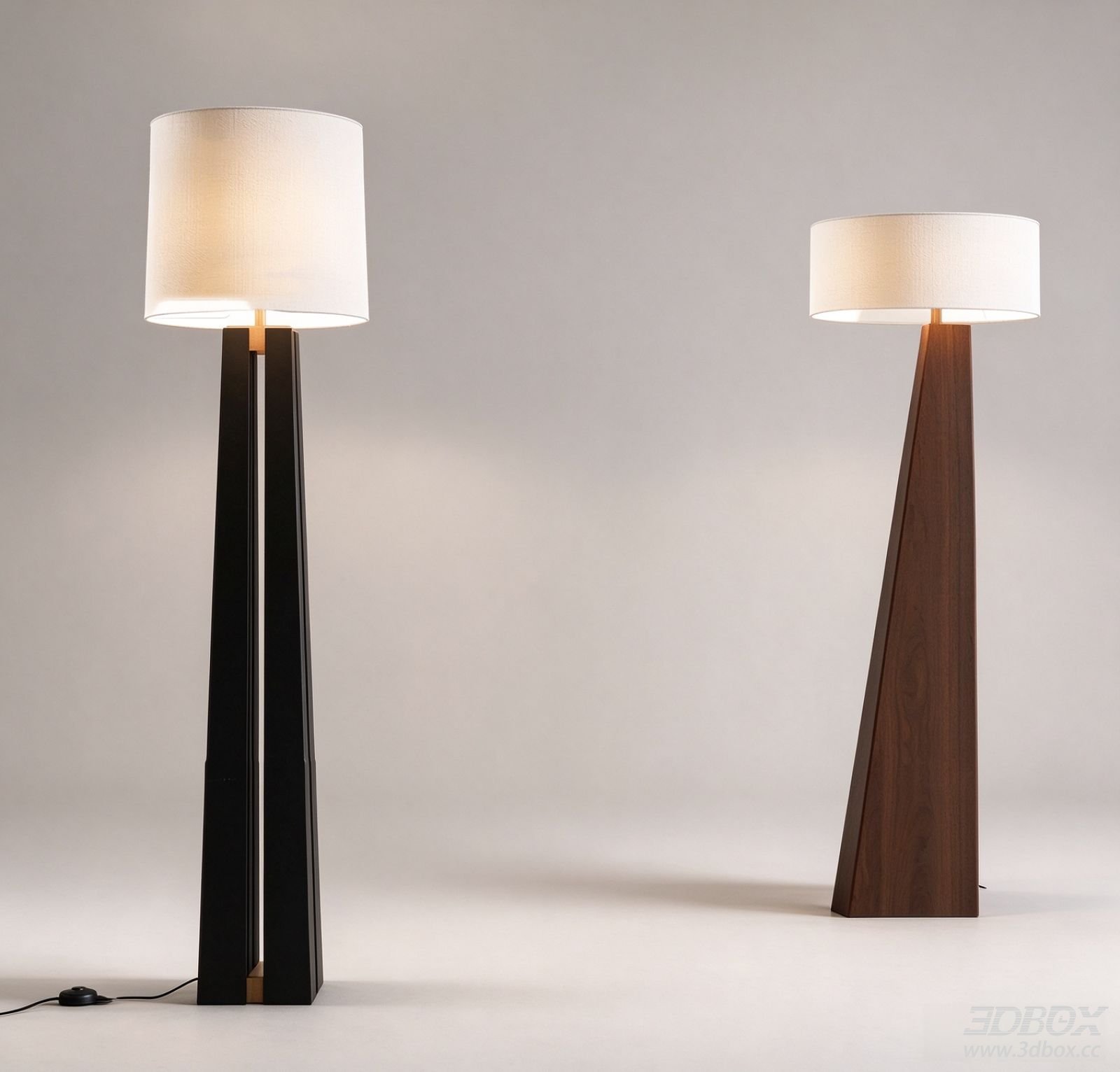 Modern Minimalist Wooden Floor Lamp Set with Fabric Shade