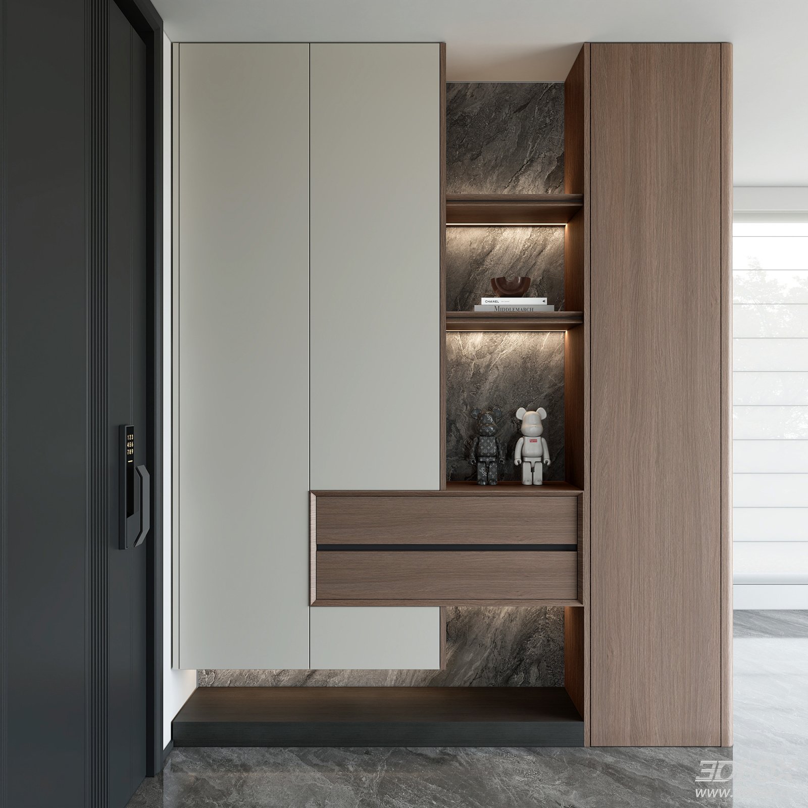 Italian Minimalist Entry Shoe Cabinet Hallway Storage Unit